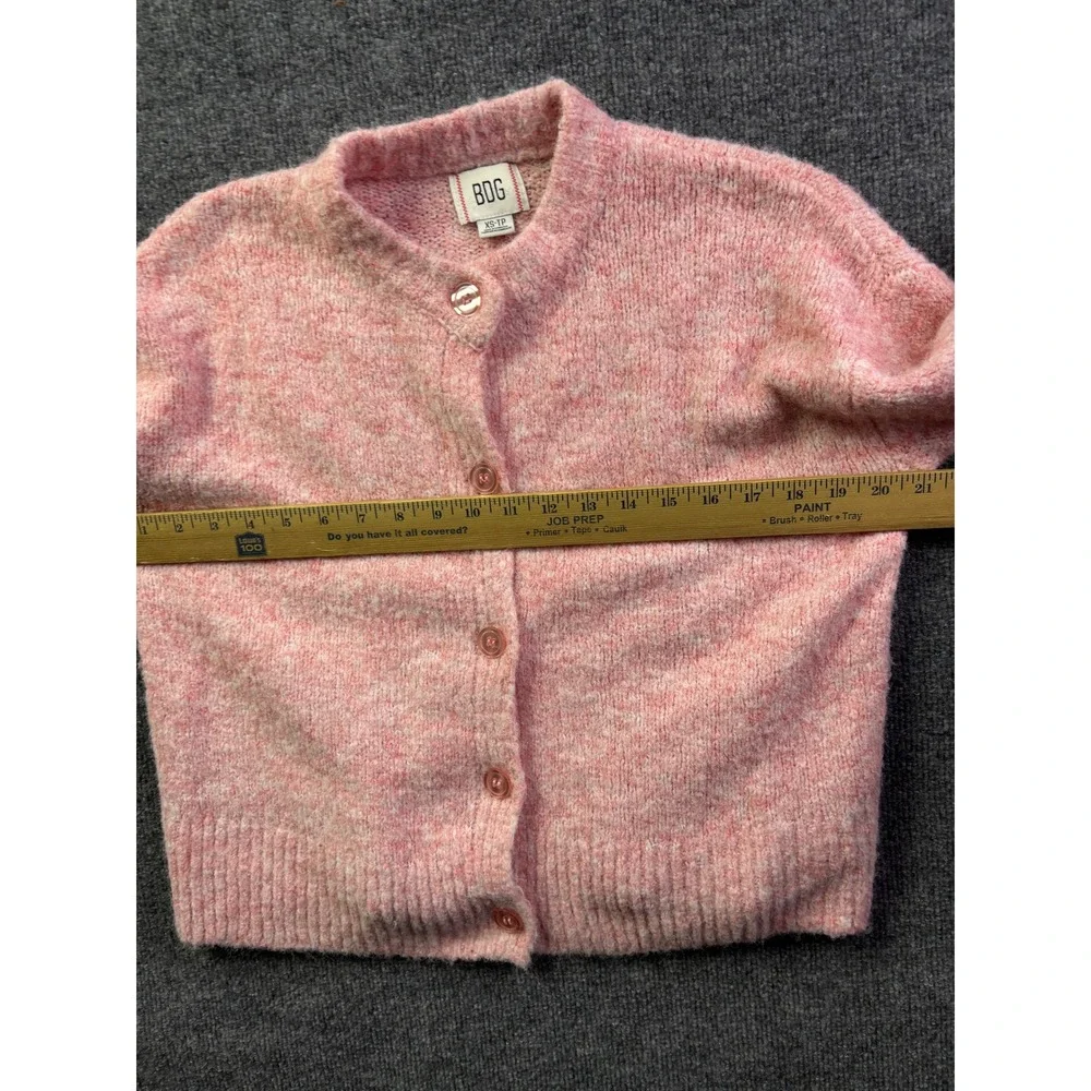 BDG Cardigan Sweater Womens XS Pink Marled Wool Fuzzy Knit Button Front - Picture 5 of 8